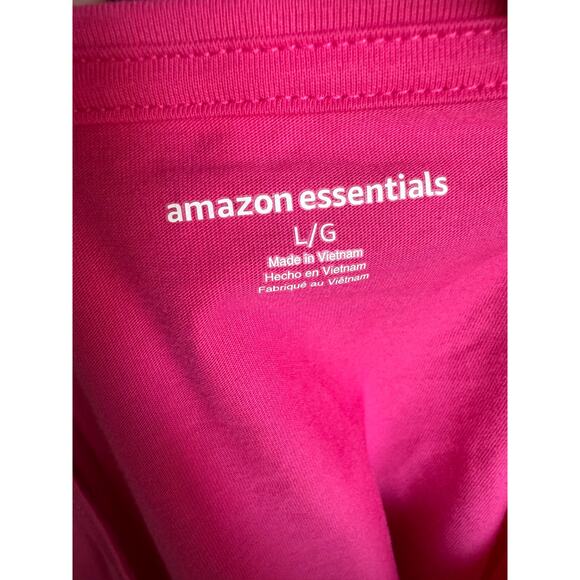 Amazon Essentials Womens Top Sz L Hot Pink Long Sleeve Knit Solid Round Neck NEW - Picture 8 of 8